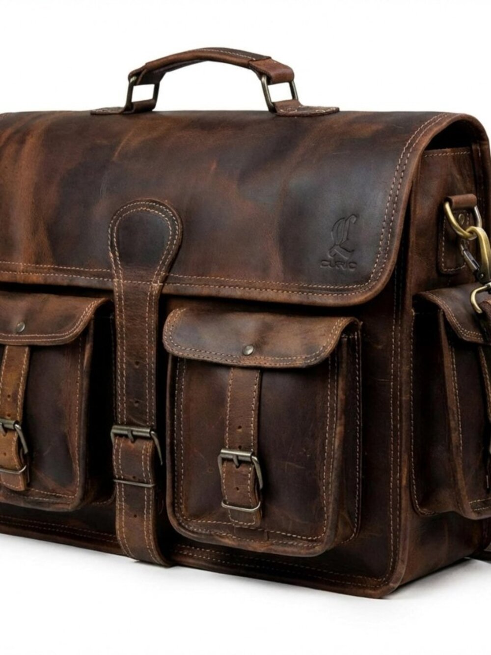 Leather Messenger Bag for Men, 16 Inch Laptop Crossbody, Vintage Handmade